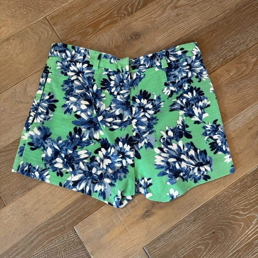 J. Crew Green with Blue White Floral Print Shorts